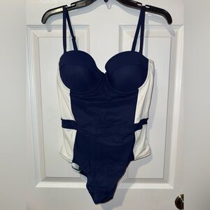 Tory Burch Navy and White Swimwear